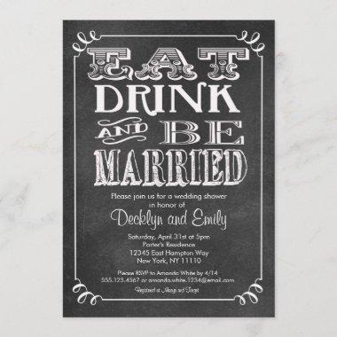 Eat Drink Be Married Chalkboard Invitations Wedding