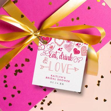 "Eat, Drink & Love" Valentine's Day Bridal Shower Favor Tags