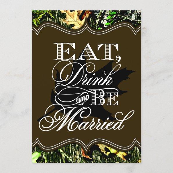 Eat Drink Married Hunting Camo Wedding Invitations