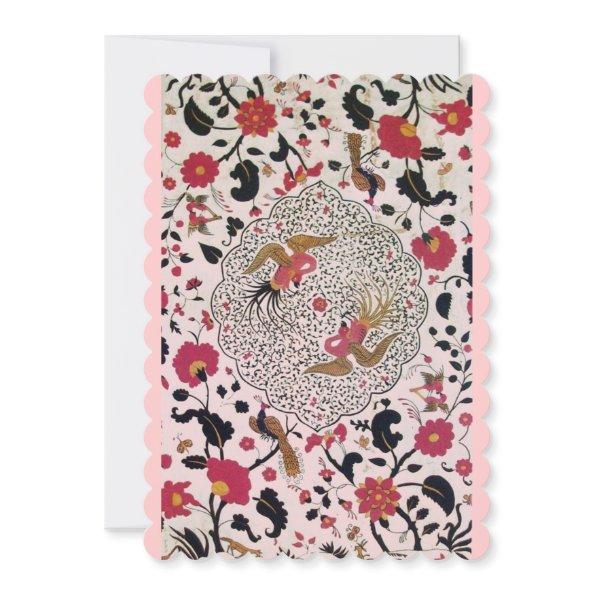 EDEN Pink Black Red Floral,Butterflies,Peacocks Announcement