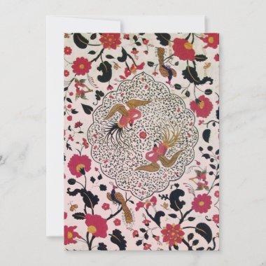 EDEN,Wedding Love Birds,Red Black Flowers, Pink Announcement