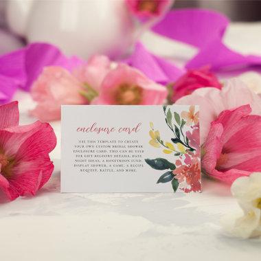 Editable Bloom Spring Flowers Leaves Bridal Shower Enclosure Invitations