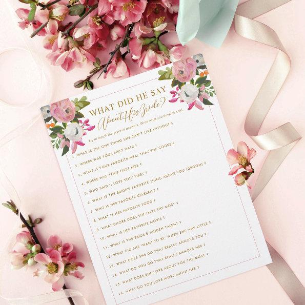 Editable Bridal Shower Game Pink Gold Floral