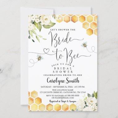 Editable Bride to Bee Bridal Shower Invitations