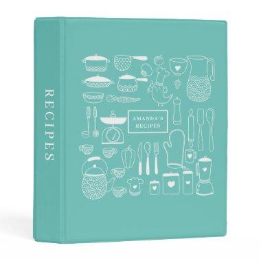 Editable Color Kitchen ToolsPersonalized Recipe Mini Binder