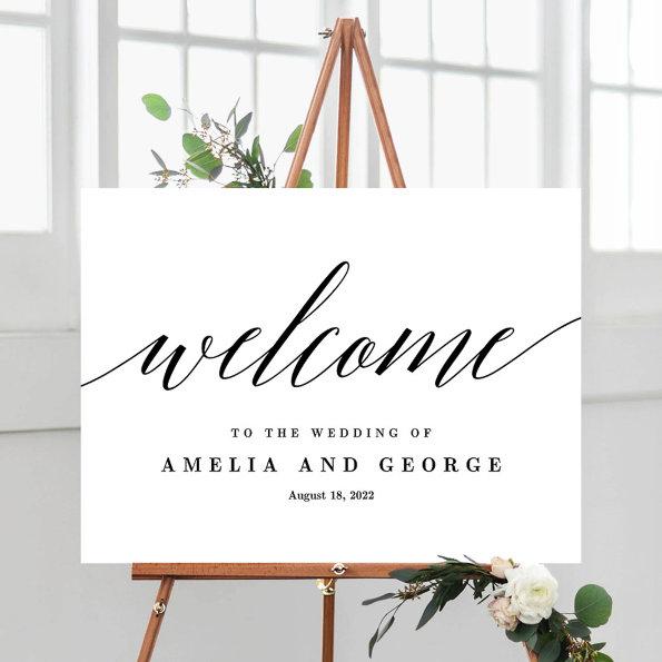 EDITABLE COLOR Welcome Sign Modern Script