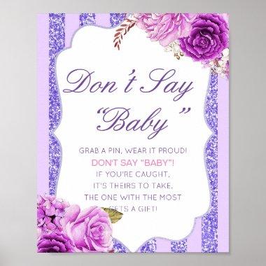 Editable Don't Say Baby Sign, Grab a Pin Poster