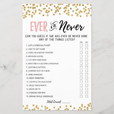Editable Ever or Never Bridal Shower game