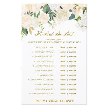 Editable He Said She Said Wedding Shower Game
