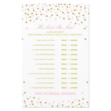 Editable He Said She Said Wedding Shower Game