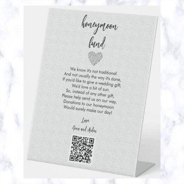 Editable Honeymoon Fund QR Code Pedestal Sign