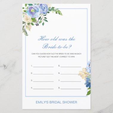 Editable How old was Bride Bridal Shower Game
