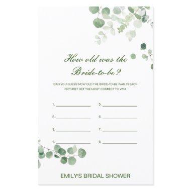 Editable How old was Bride Bridal Shower Game