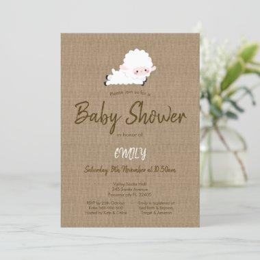 Editable Little Lamb Invitations, Lamb Baby Shower Invitations