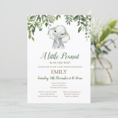 Editable Little Peanut Elephant Invitations, Baby Invitations