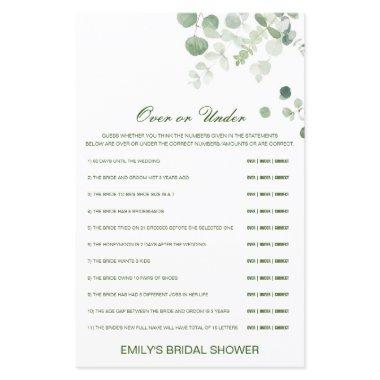 Editable Over or Under Bridal Shower Game