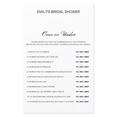 Editable Over or Under Bridal Shower Game