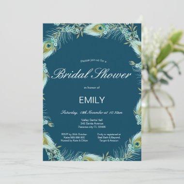 Editable Peacock Bridal Shower Invitations