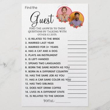 Editable Photos Find the Guest Bridal shower game Flyer