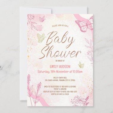 Editable Pink Butterfly Invitations
