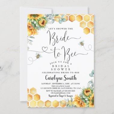 Editable Sunflower Bride to Bee Bridal Shower Invitations