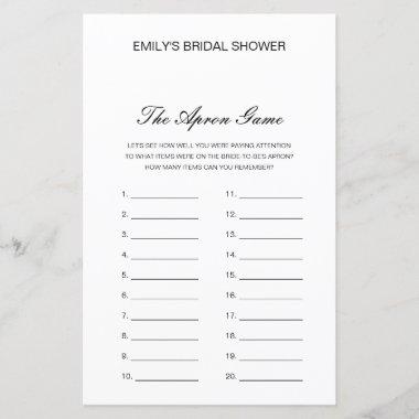 Editable The Apron Game Bridal Shower Game