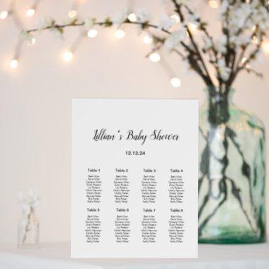 Editable Wedding, Baby Shower Seating Chart Poster
