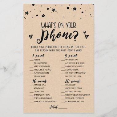Editable What's on your phone Bridal Party game