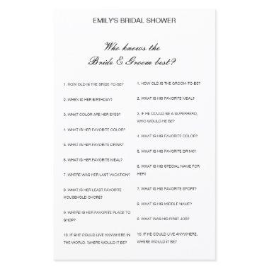 Editable Who Knows Bride and Groom Best