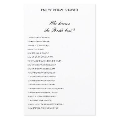 Editable Who Knows Bride Best Bridal Shower Game