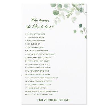 Editable Who Knows Bride Best Bridal Shower Game