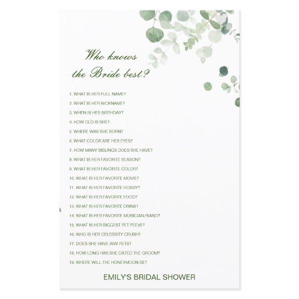 Editable Who Knows Bride Best  Game