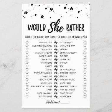 Editable Would She Rather Bridal Shower game