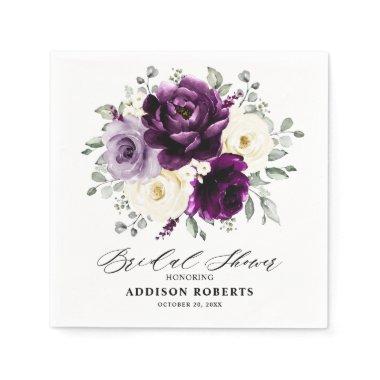 Eggplant Purple Plum Ivory White  Napkins