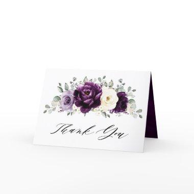 Eggplant Purple Plum Ivory White Bridal Shower Thank You Invitations