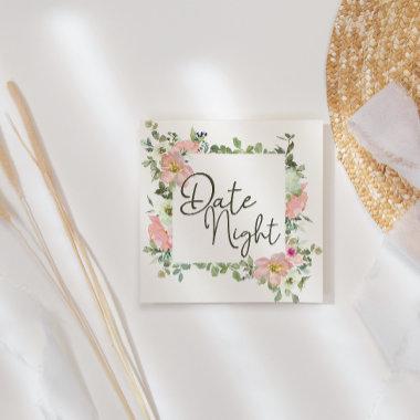 Eggshell and Blush Elegant Floral Date Night Invitations