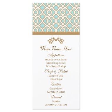 Eggshell Blue and Gold Moroccan Menu