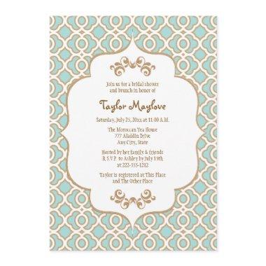 Eggshell Blue Gold Moroccan  Invites