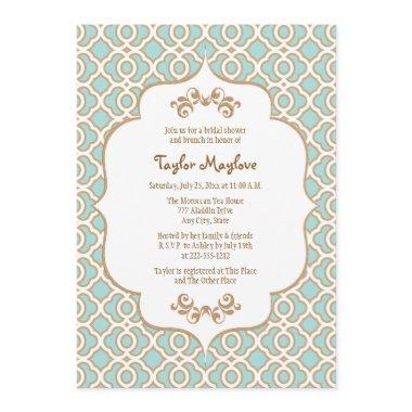 Eggshell Blue Gold Moroccan Bridal Shower Invites