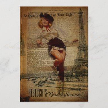 eiffel tower cowgirl country bridal shower Invitations