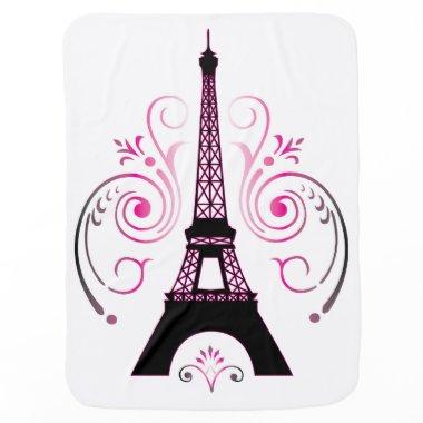 Eiffel Tower Gradient Swirl Design Stroller Blanket