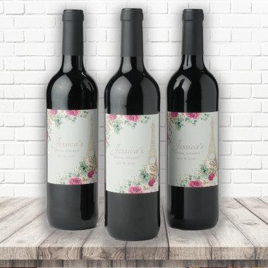 Eiffel Tower Paris Mint Green  Wine Label
