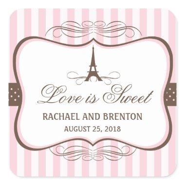 Eiffel Tower Paris Wedding Square Sticker