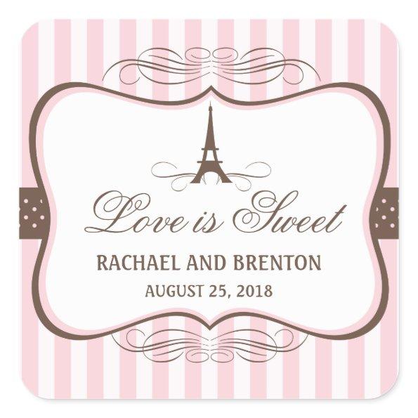 Eiffel Tower Paris Wedding Square Sticker