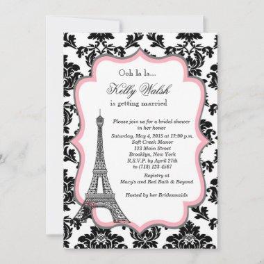 Eiffel Tower Pink Paris Bridal Shower Invitations