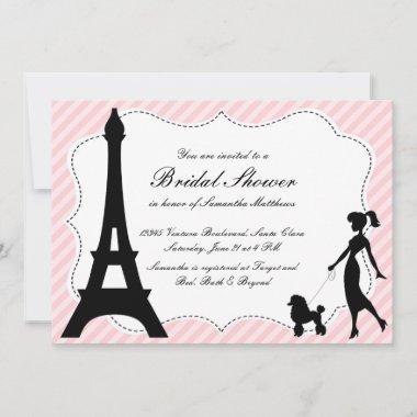Eiffel Tower & Pink Poodle Bridal Shower Invitatio Invitations