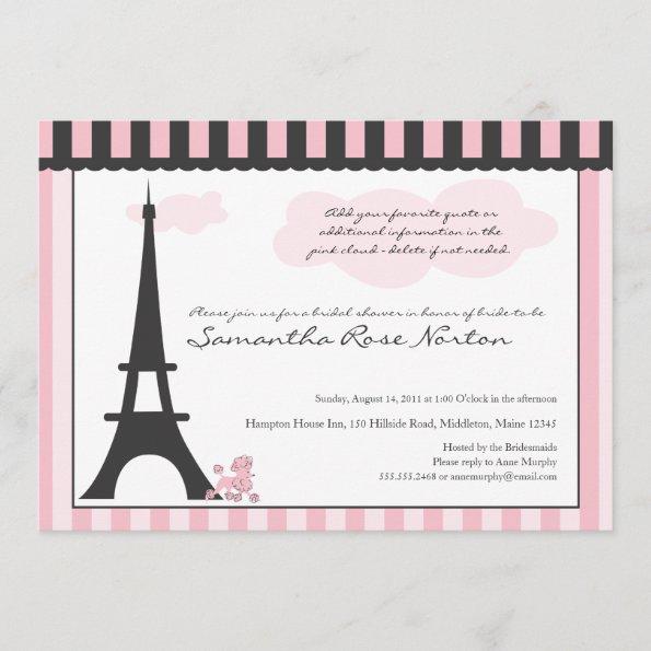 Eiffel Tower & Pink Poodle Bridal Shower Invitations