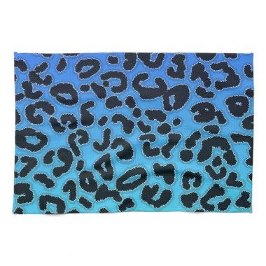 Electric Blue Leopard Animal Print Towel