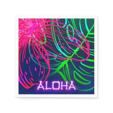 Electric Luau Tropical Night Neon Aloha Party Napkins