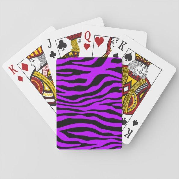Electric Purple Zebra Stripes Animal Print Playing Invitations